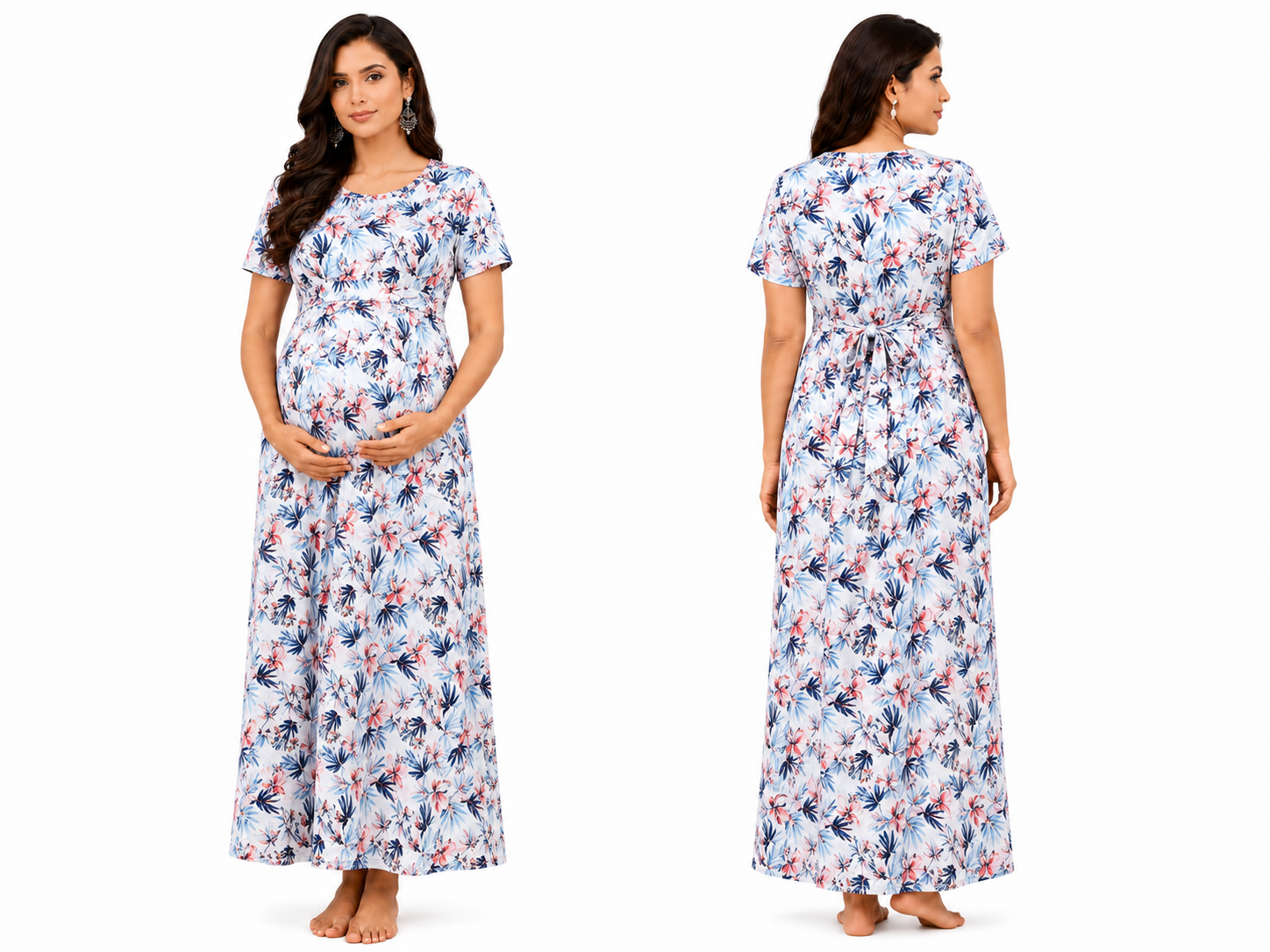 White with Blue and Orange Flower Pull-Up Sleepwear
