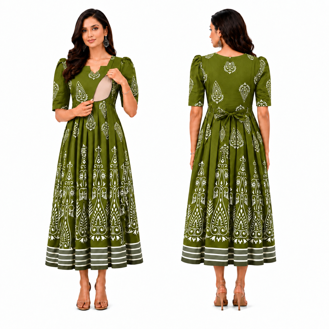 Leaf Desing Nursing Dress
