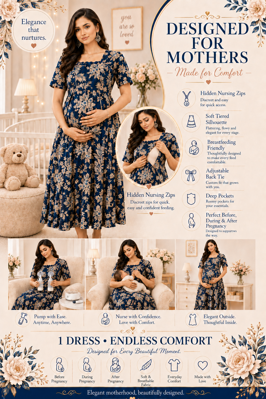 Floral Print Nursing Dress