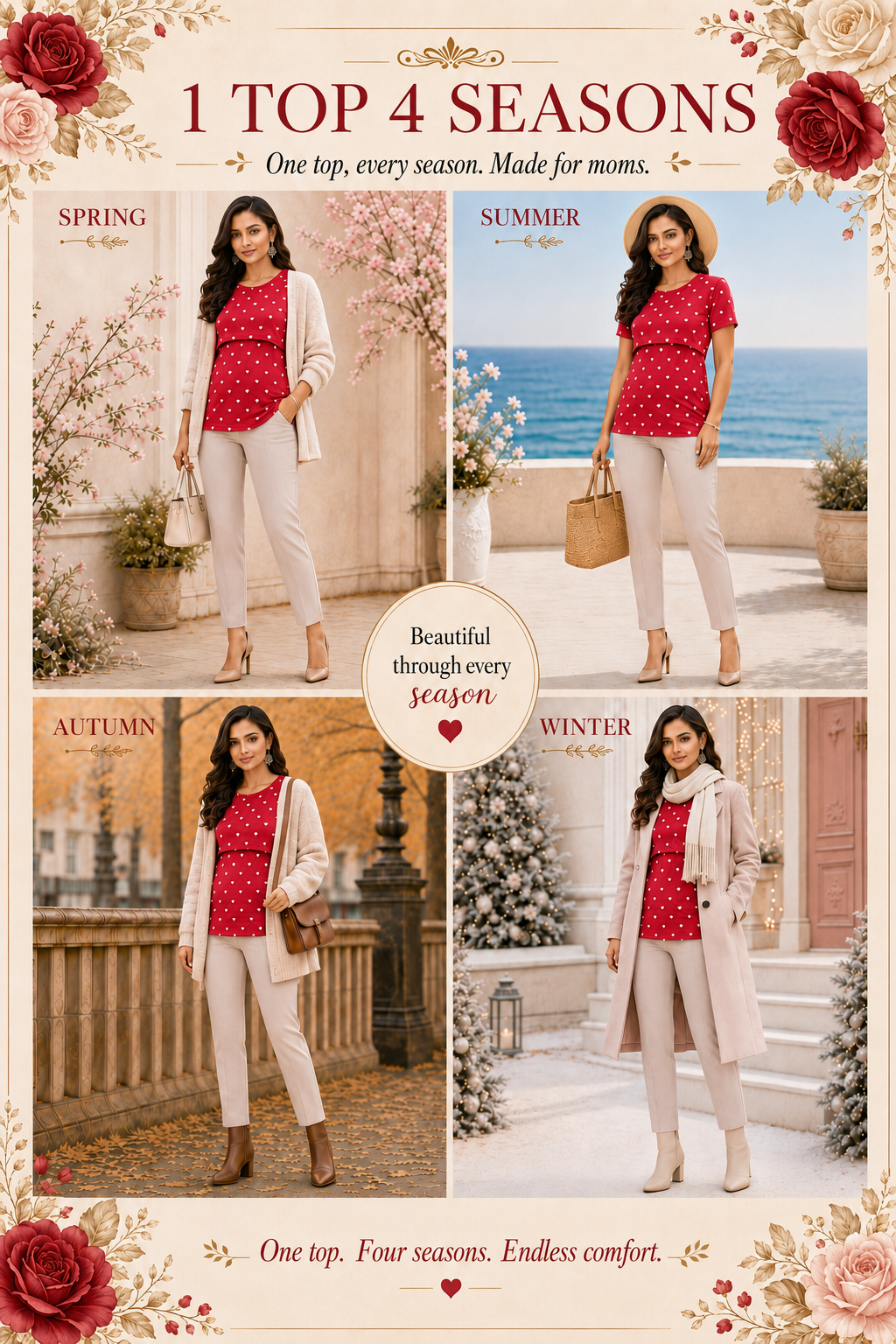 Mamma Cotton Maternity & Nursing Top – Red Polka Dot Feeding Tee