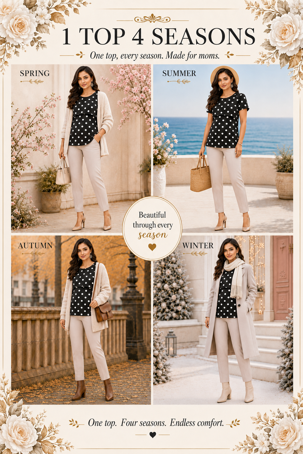 Black and White Polka-Dot Feeding T-Shirt