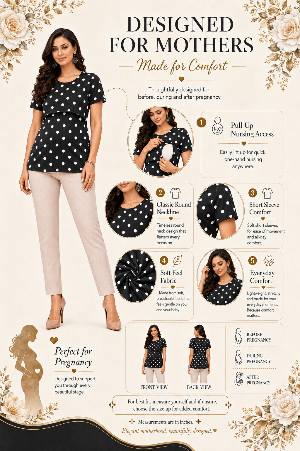 Black and White Polka-Dot Feeding T-Shirt