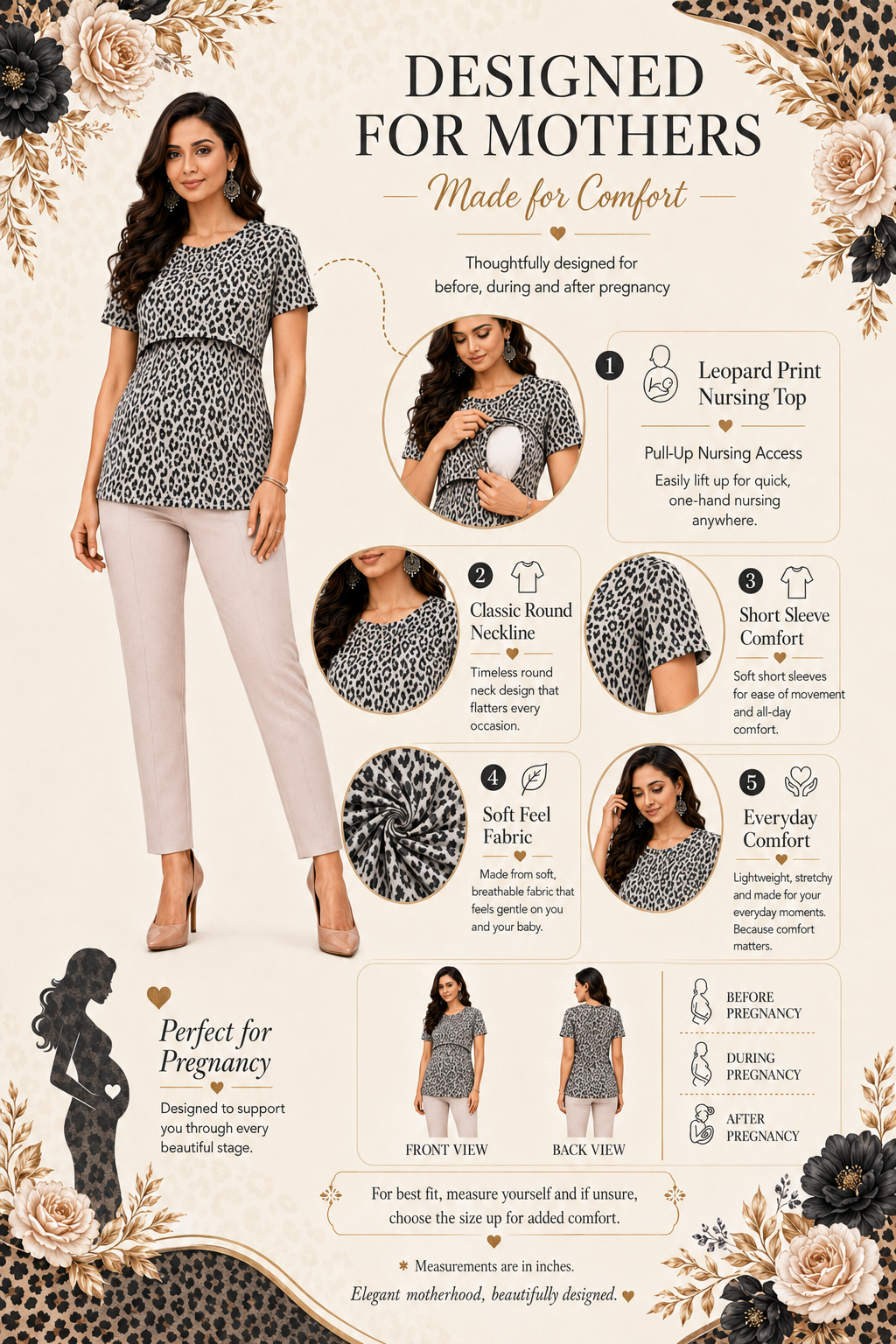 Black and Beige Leopard Feeding T-Shirt