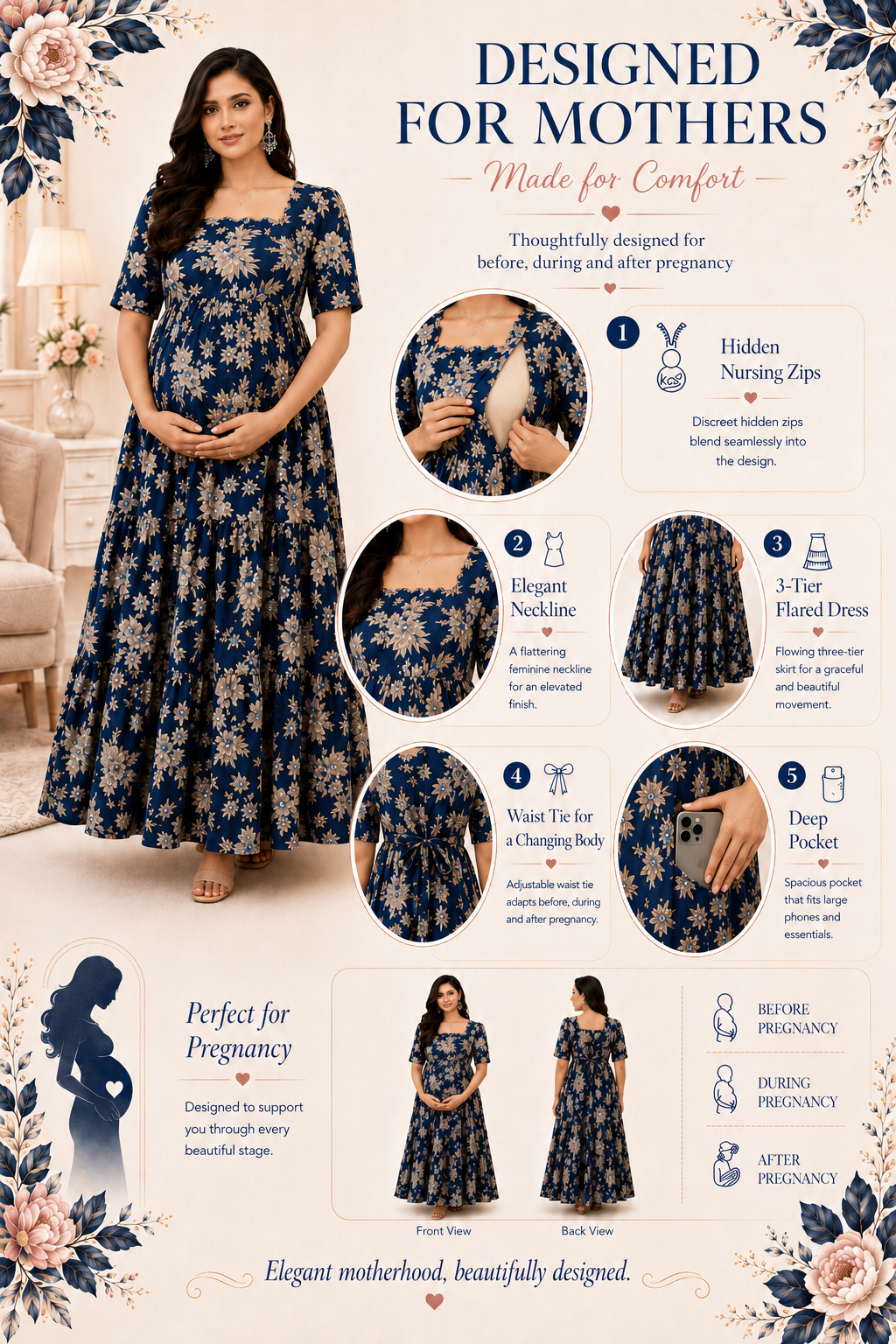 Floral Print Nursing Dress