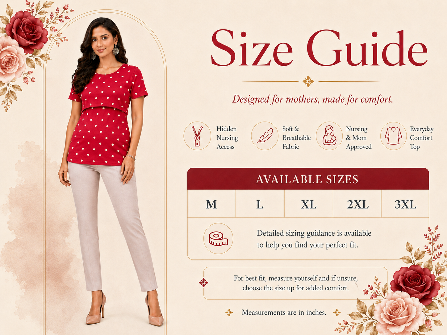 Mamma Cotton Maternity & Nursing Top – Red Polka Dot Feeding Tee