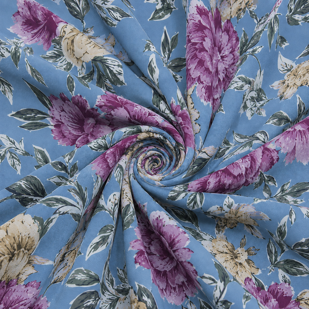 Sky Blue with Purple & Gold Roses Maxi Dress