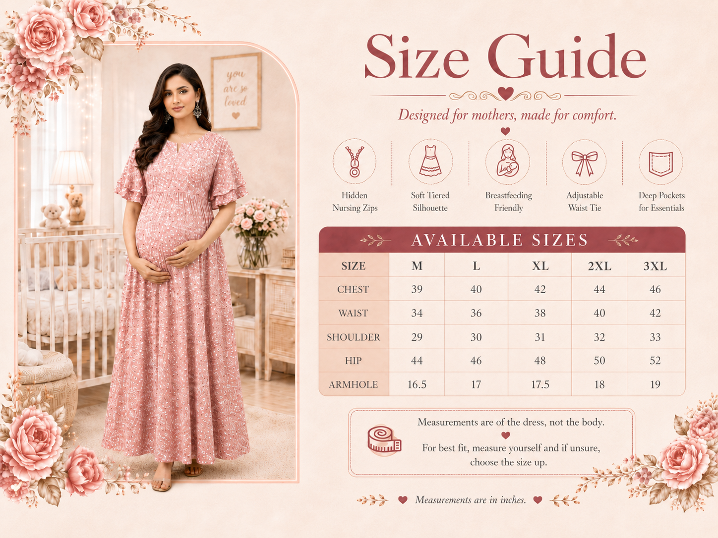 Small Flower Print Nursing Dress - Pink