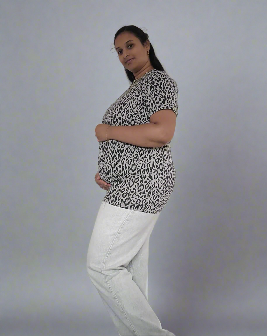 Black and Beige Leopard Feeding T-Shirt