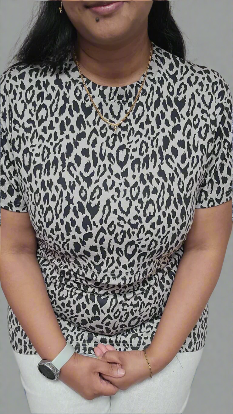 Black and Beige Leopard Feeding T-Shirt