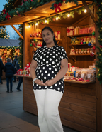 Black and White Polka-Dot Feeding T-Shirt