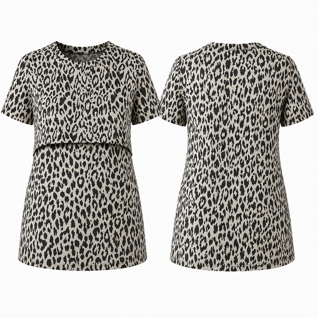 Black and Beige Leopard Feeding T-Shirt