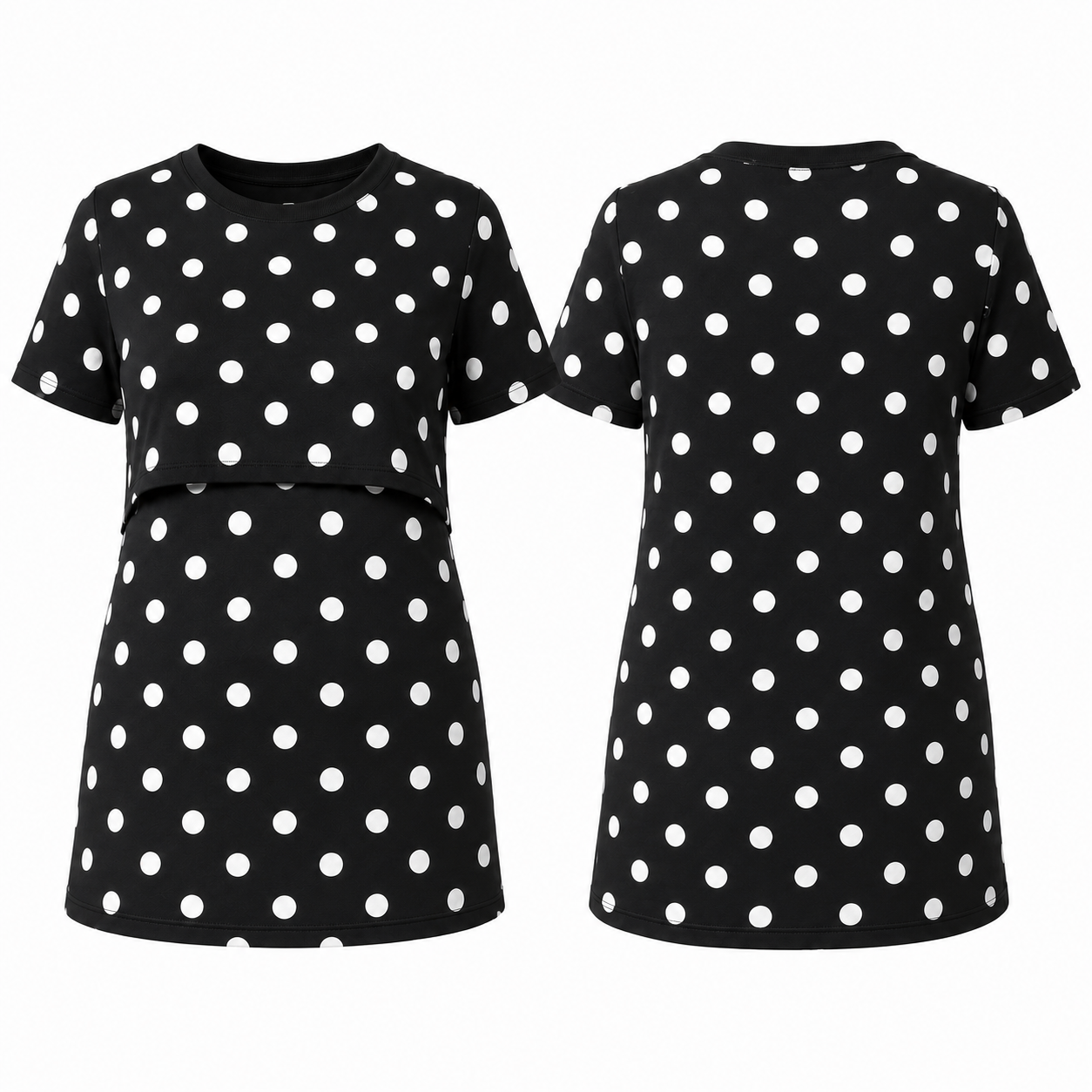 Black and White Polka-Dot Feeding T-Shirt
