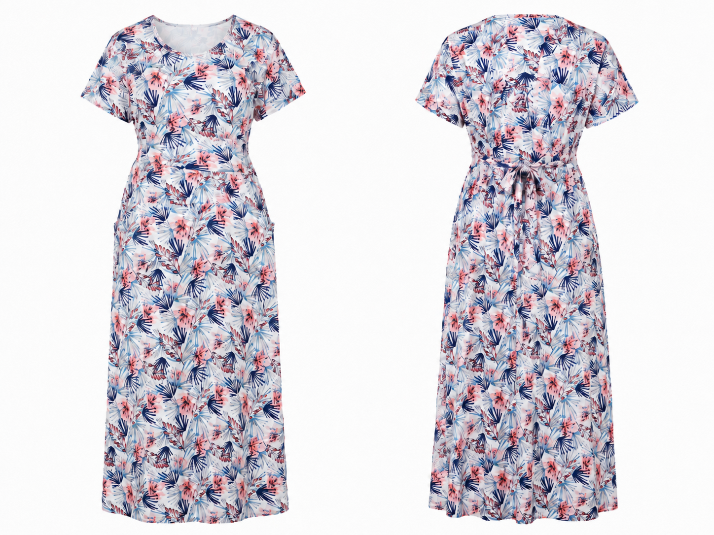 White with Blue and Orange Flower Pull-Up Sleepwear