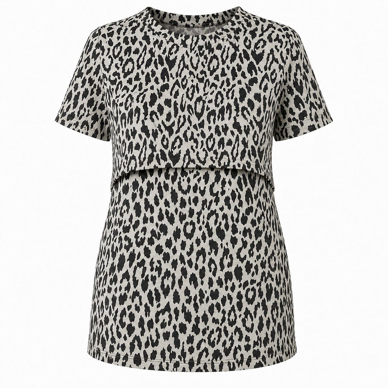 Black and Beige Leopard Feeding T-Shirt