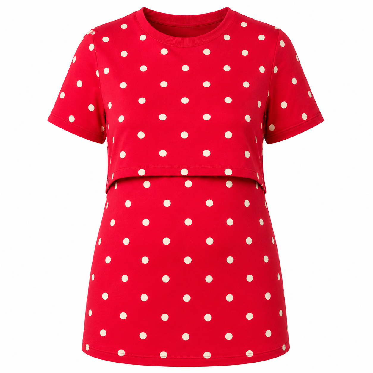 Mamma Cotton Maternity & Nursing Top – Red Polka Dot Feeding Tee
