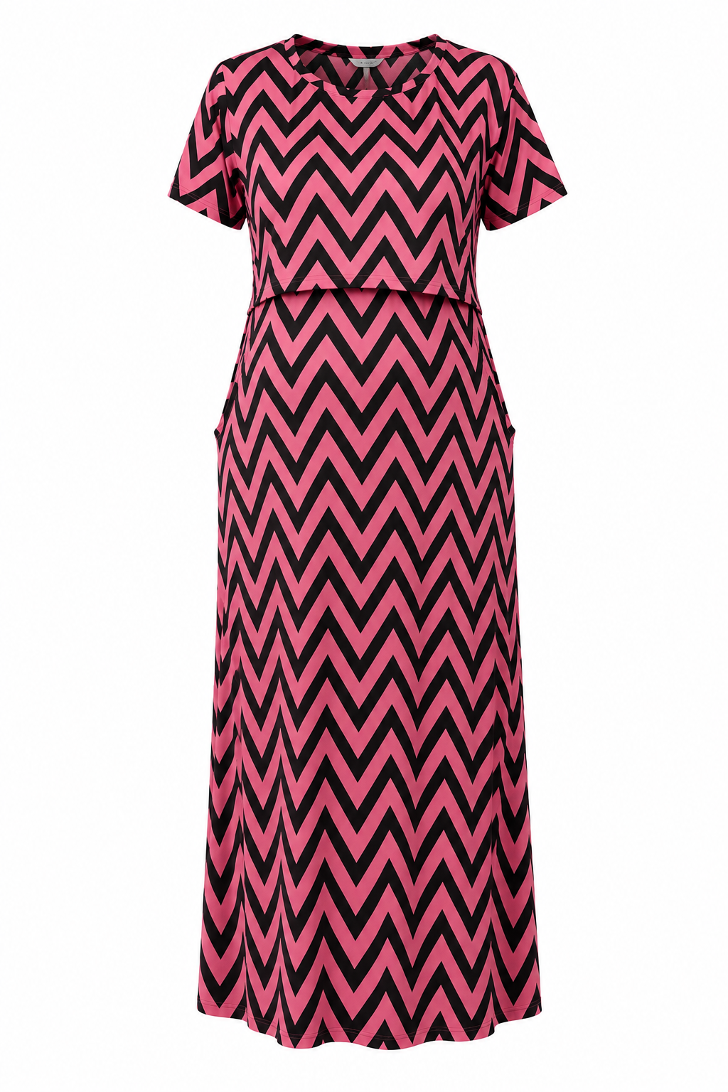 Peach with Black Zig-Zag Pull-Up Nightdress