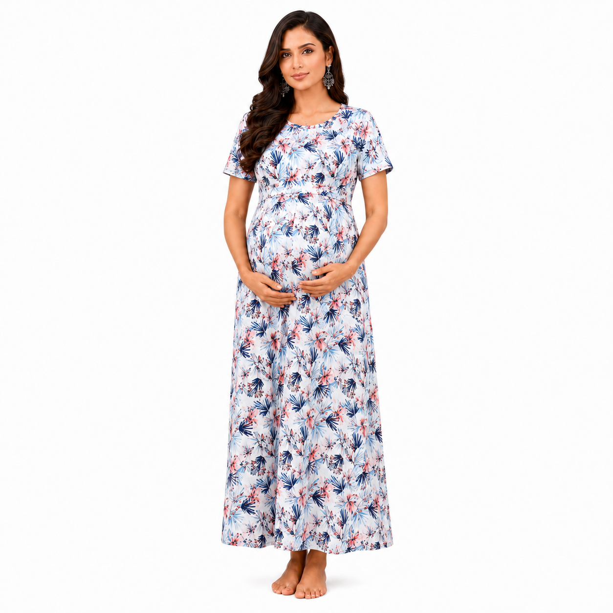White with Blue and Orange Flower Pull-Up Sleepwear