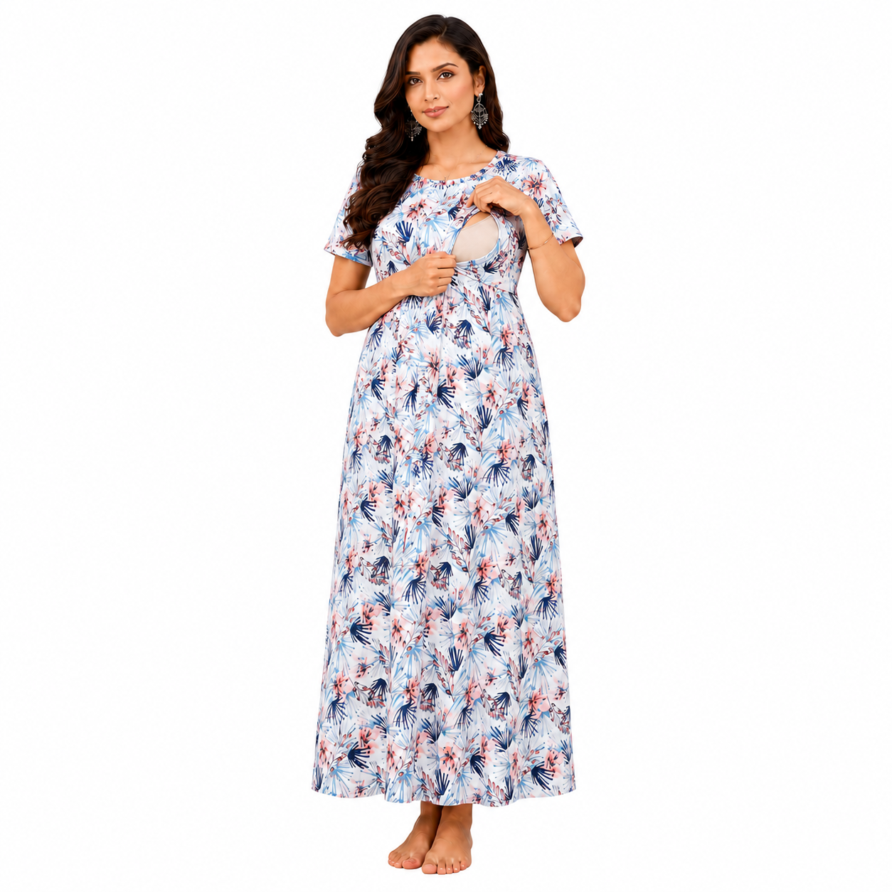 White with Blue and Orange Flower Pull-Up Sleepwear