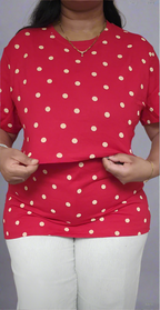 Red and Beige Polka-Dot Feeding T-Shirt