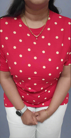 Red and Beige Polka-Dot Feeding T-Shirt