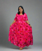 Pink and Red Flower Maxi Dress