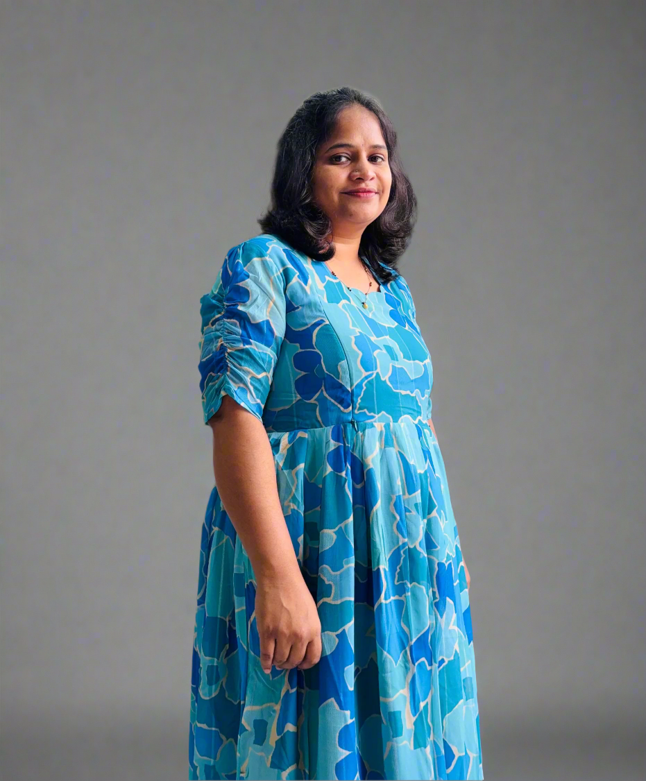 Light and Dark Blue Flower Maxi Dress