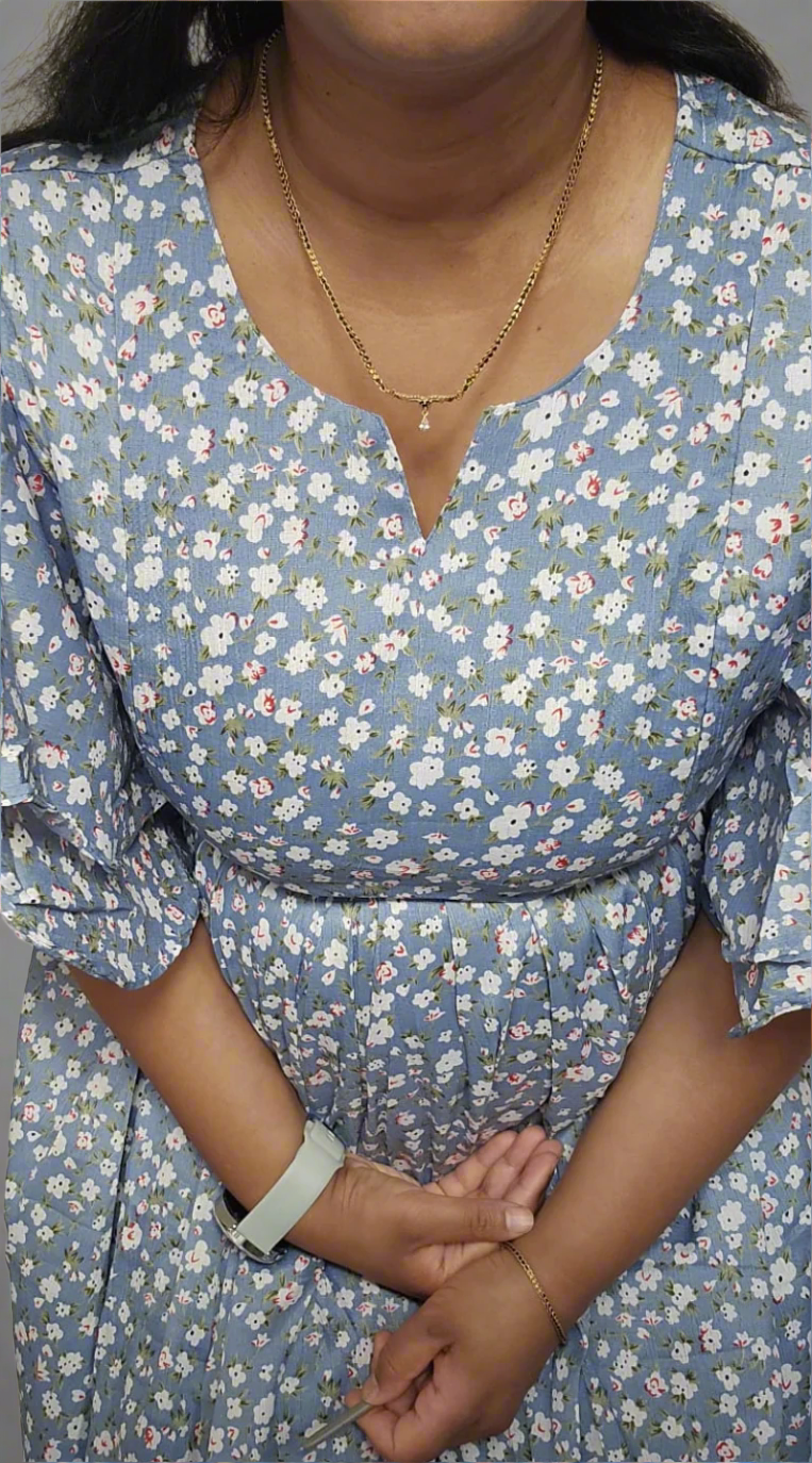 Grey with Small Flower Print Midi Dress