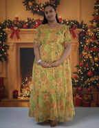 Mustard Gold Flower Maxi Dress