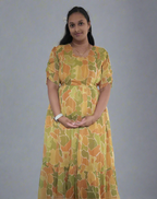 Mustard Gold Flower Maxi Dress
