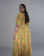 Mustard Gold Flower Maxi Dress