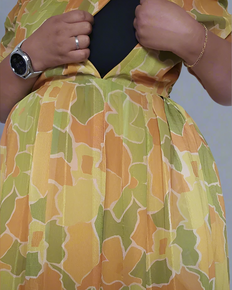 Mustard Gold Flower Maxi Dress