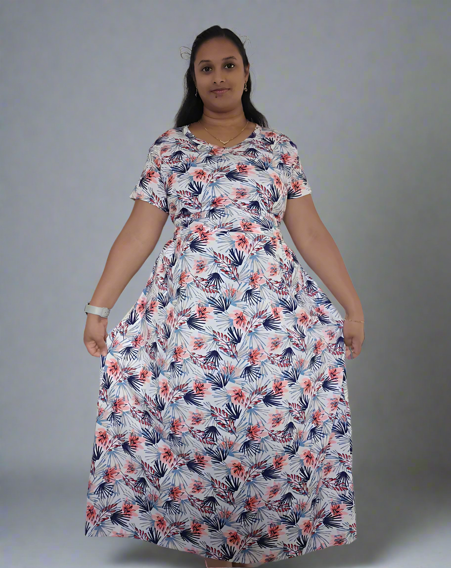 White with Blue and Orange Flower Pull-Up Sleepwear