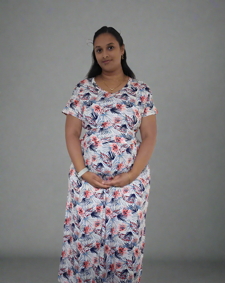 White with Blue and Orange Flower Pull-Up Sleepwear