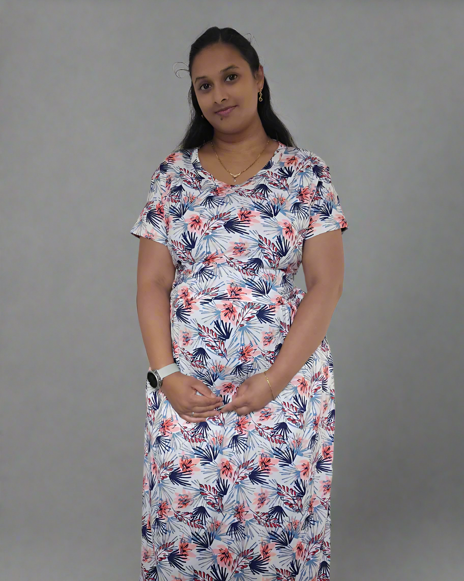 White with Blue and Orange Flower Pull-Up Sleepwear