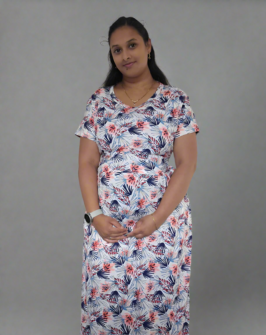 White with Blue and Orange Flower Pull-Up Sleepwear