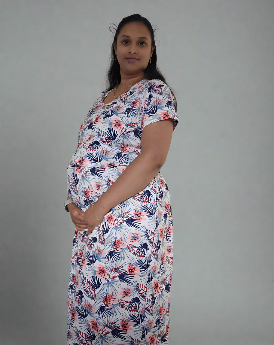 White with Blue and Orange Flower Pull-Up Sleepwear