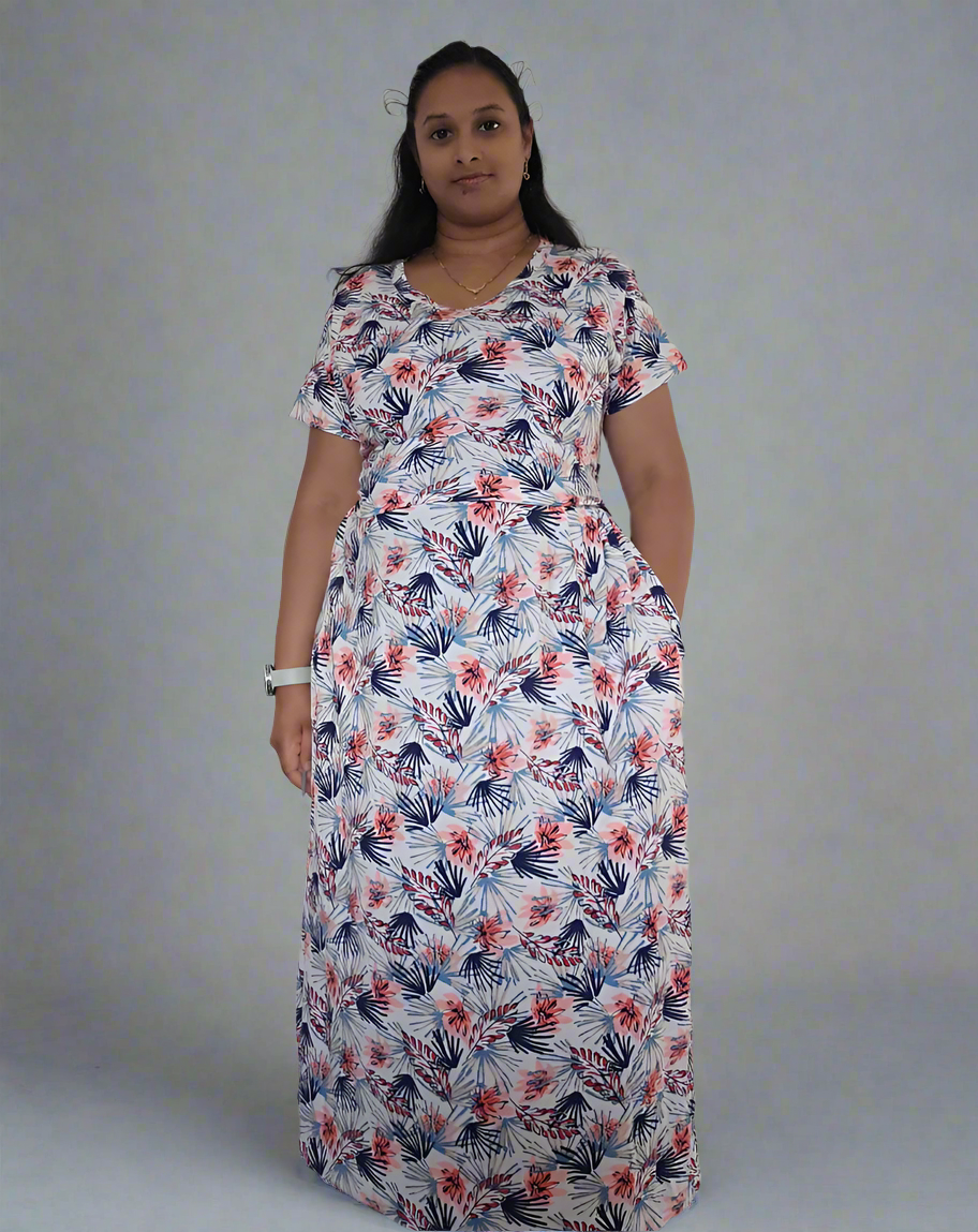 White with Blue and Orange Flower Pull-Up Sleepwear