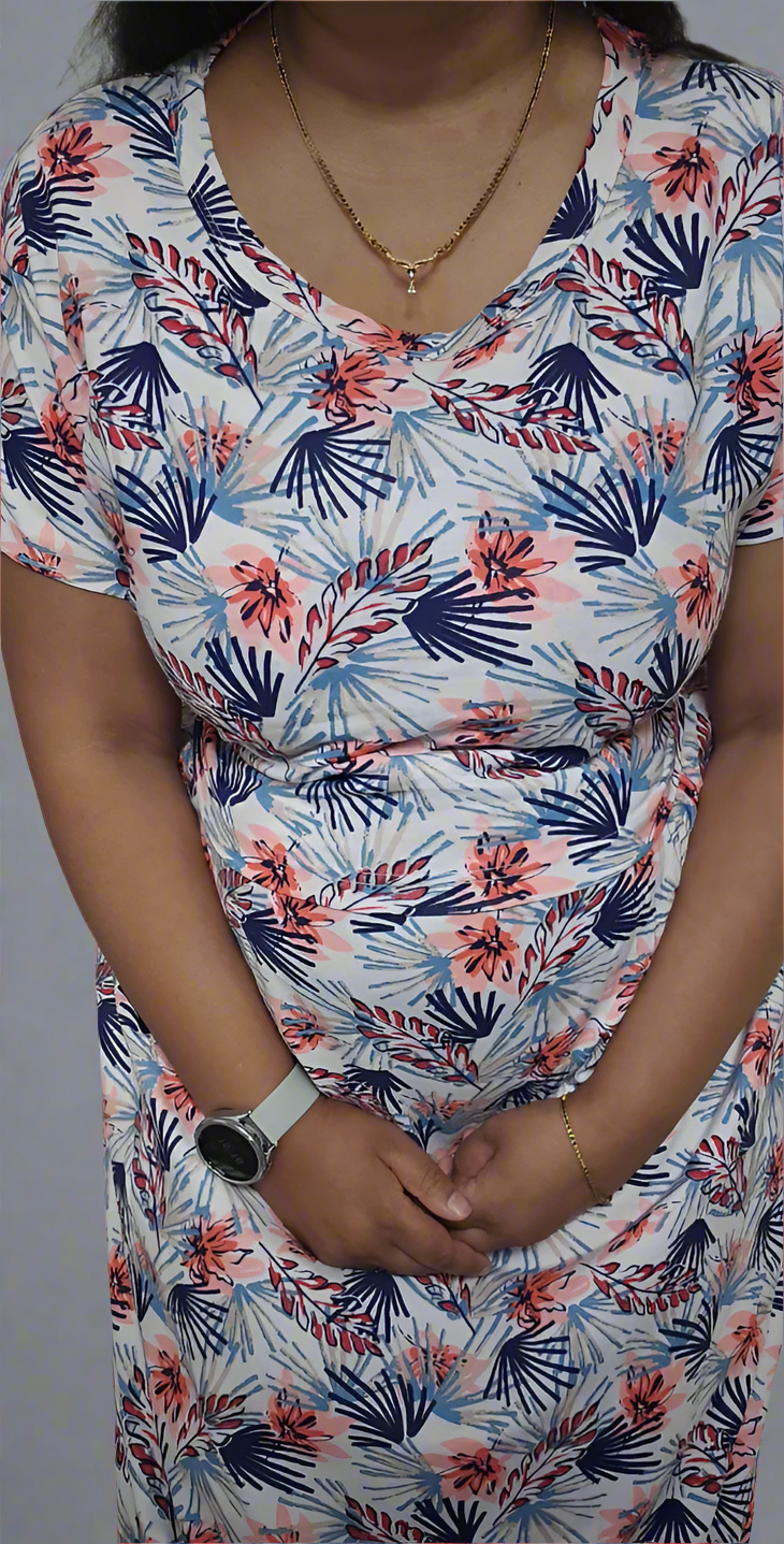 White with Blue and Orange Flower Pull-Up Sleepwear