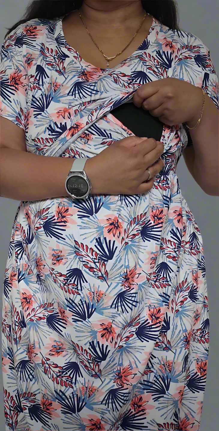 White with Blue and Orange Flower Pull-Up Sleepwear