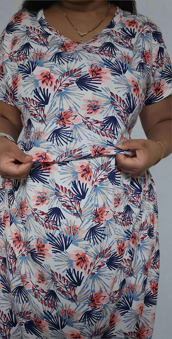White with Blue and Orange Flower Pull-Up Sleepwear
