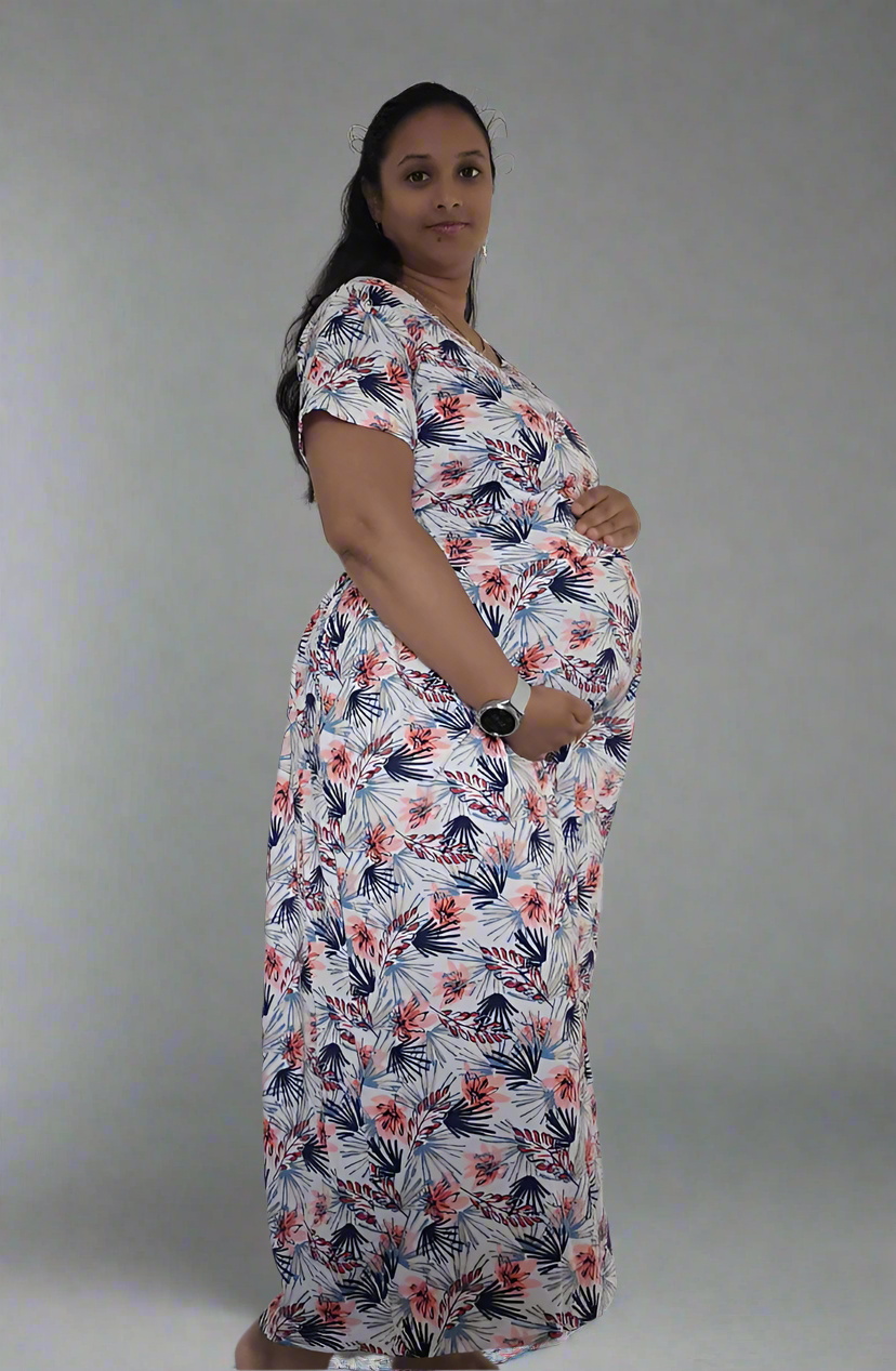 White with Blue and Orange Flower Pull-Up Sleepwear