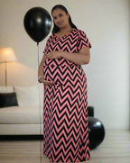 Peach with Black Zig-Zag Pull-Up Nightdress