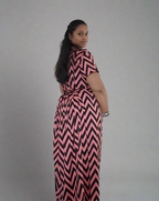 Peach with Black Zig-Zag Pull-Up Nightdress