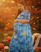 Light and Dark Blue Flower Maxi Dress