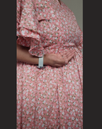 Peach with Small Flower Print Midi Dress