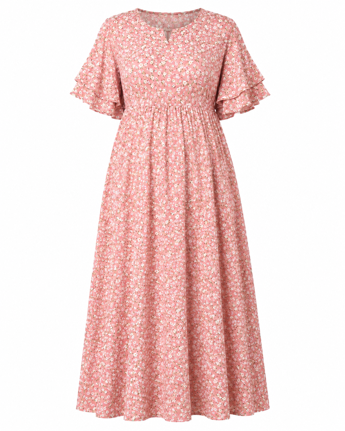 Small Flower Print Nursing Dress - Pink