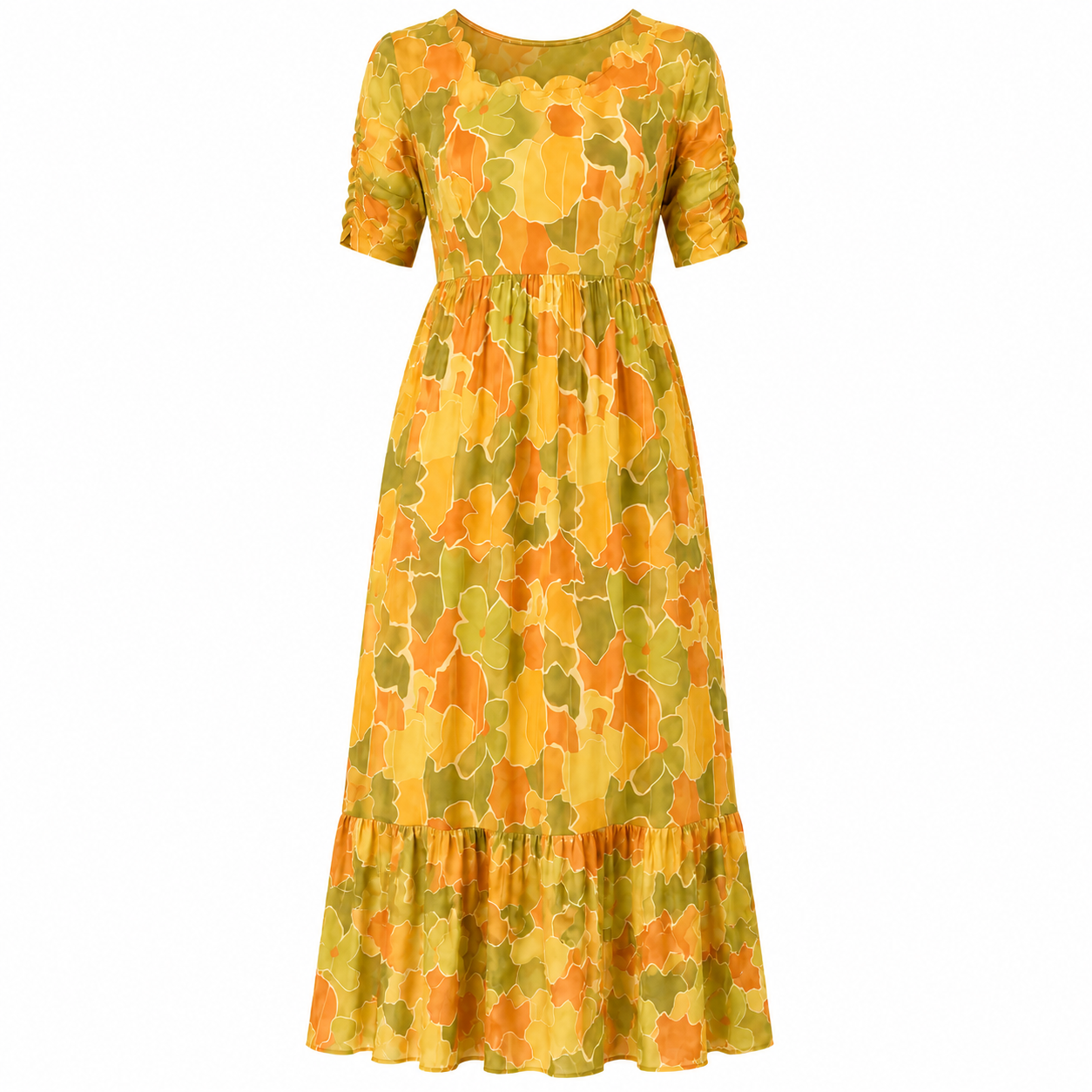 Mustard Gold Flower Maxi Dress