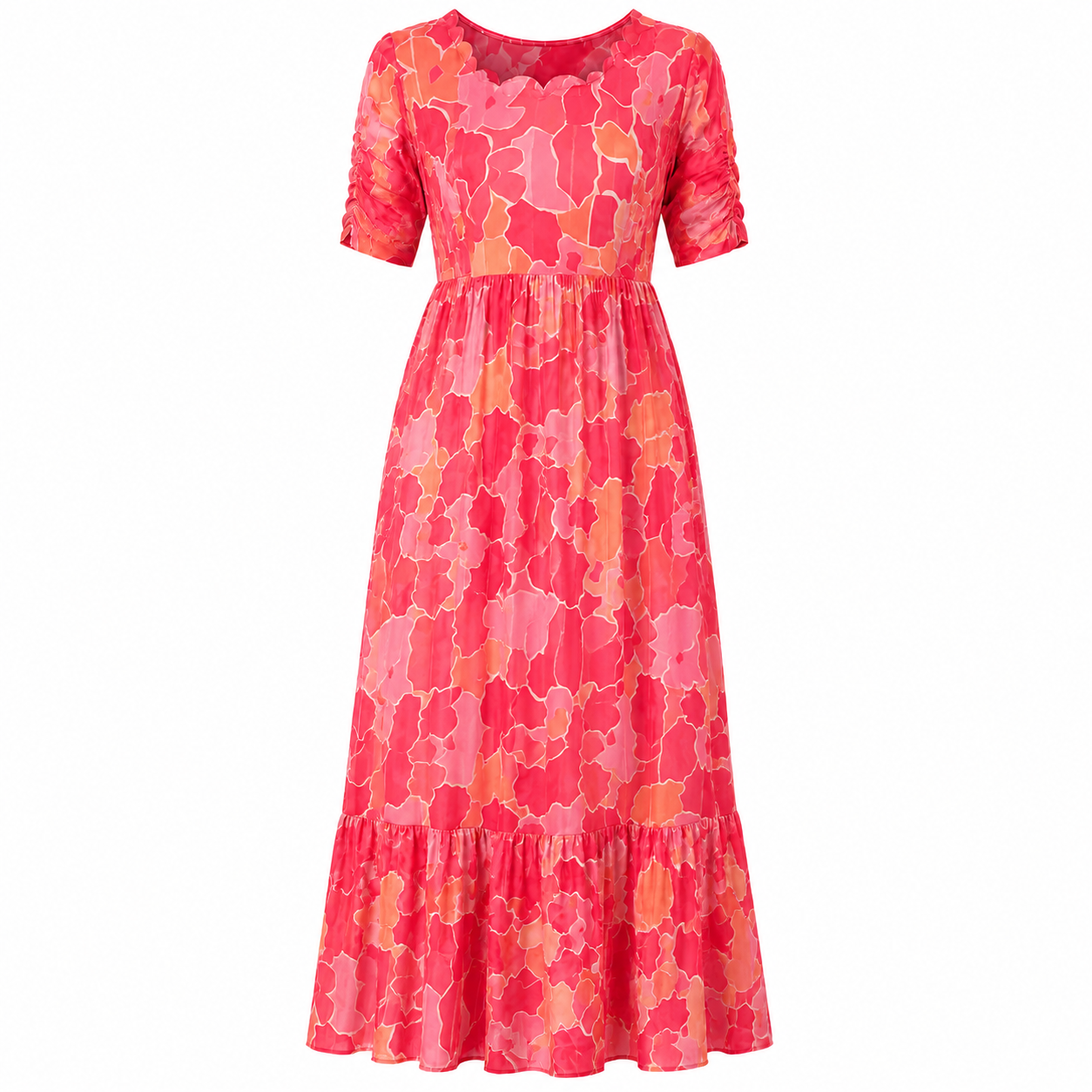 Red and Orange Flower Maxi Dress