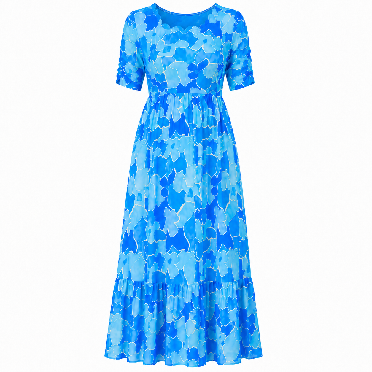 Light and Dark Blue Flower Maxi Dress