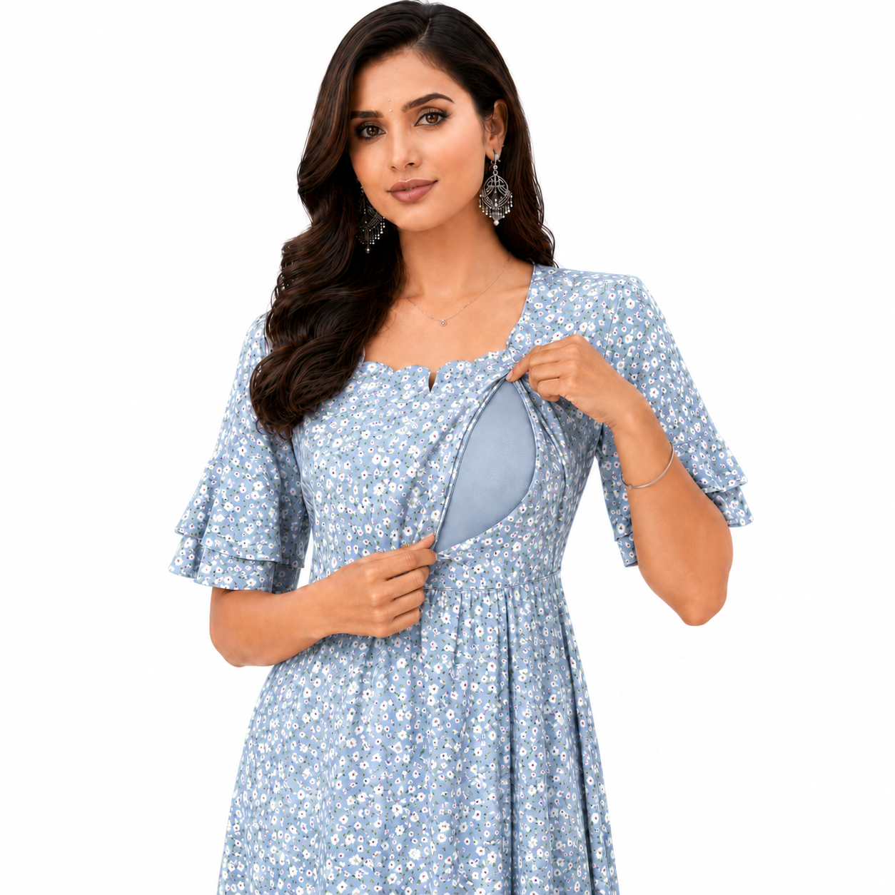 Nursing Dress with Hidden Feeding Zips | Stylish Maternity & Breastfeeding Dress